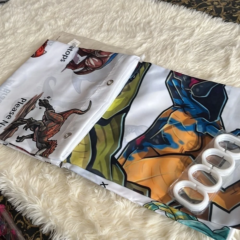 Three in Dinosaur shower curtain one size 18 why with different many Colors